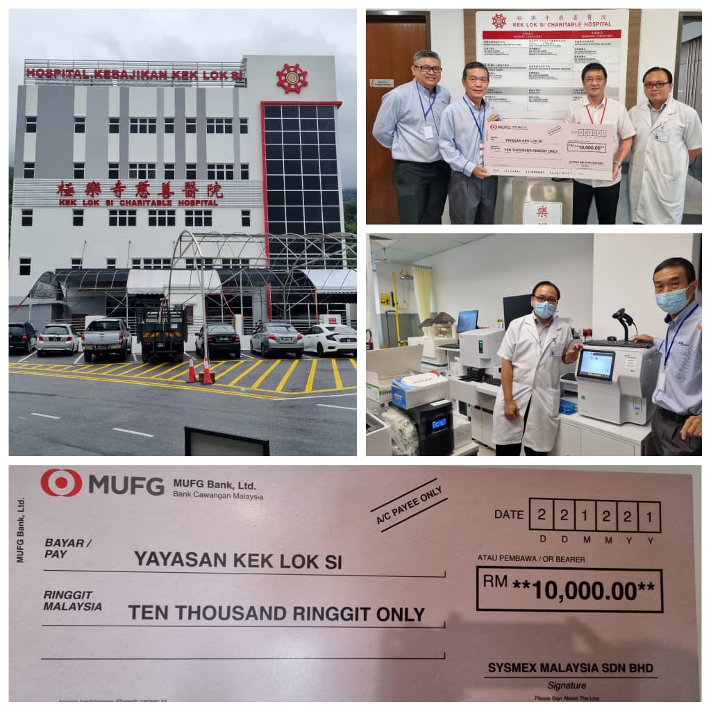 Sysmex Malaysia donated RM 10,000 to Kek Lok Si Foundation